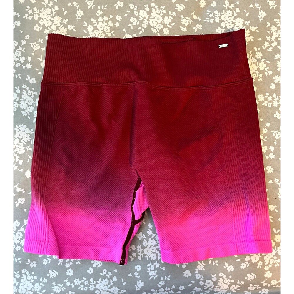 Victoria Secret PINK Active Seamless Ombre Bike Shorts Red Pink Gradient Large